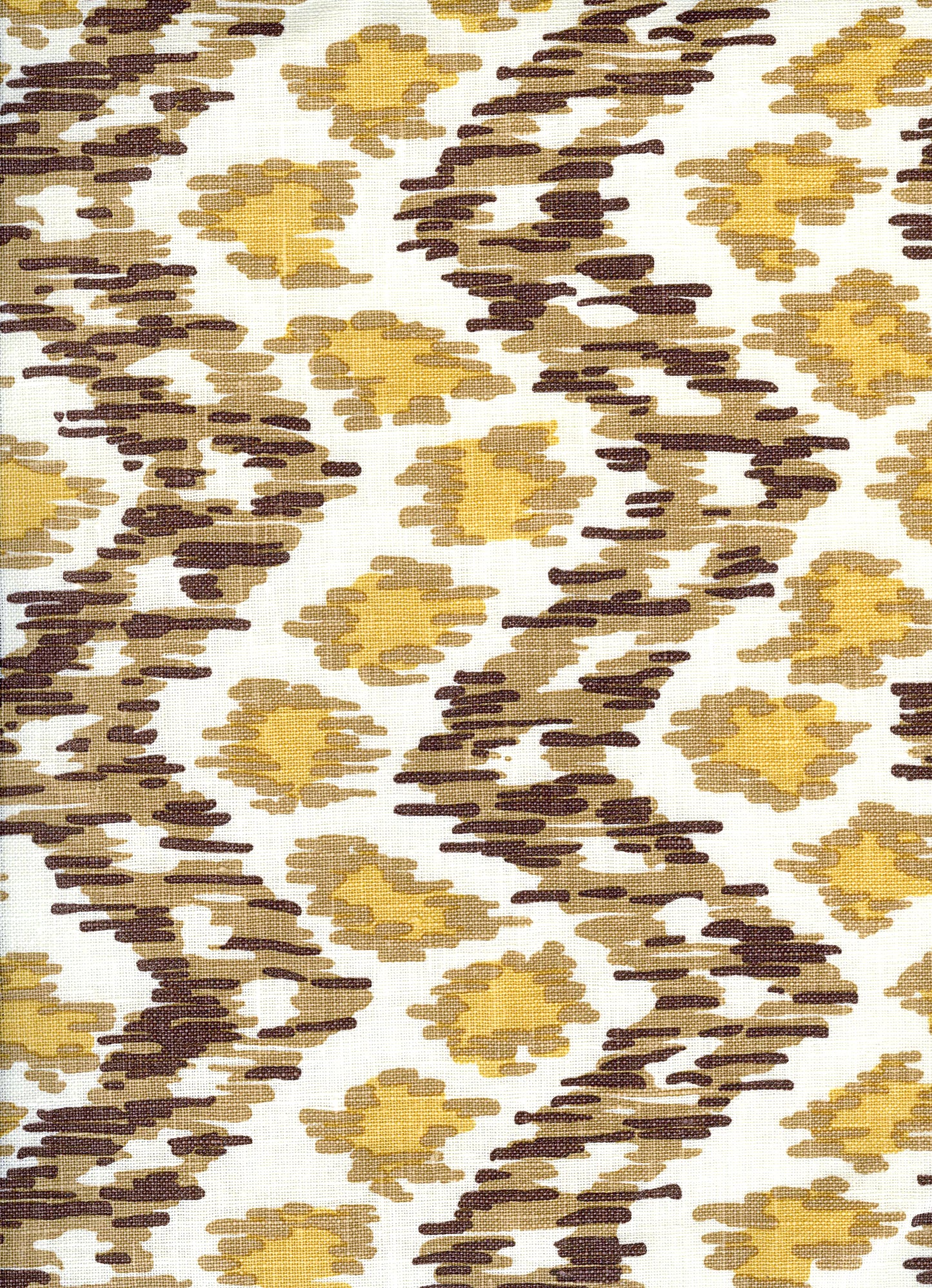 7335V-05T ZIZI VERTICAL Brown Camel Gold on Tint Quadrille Fabric