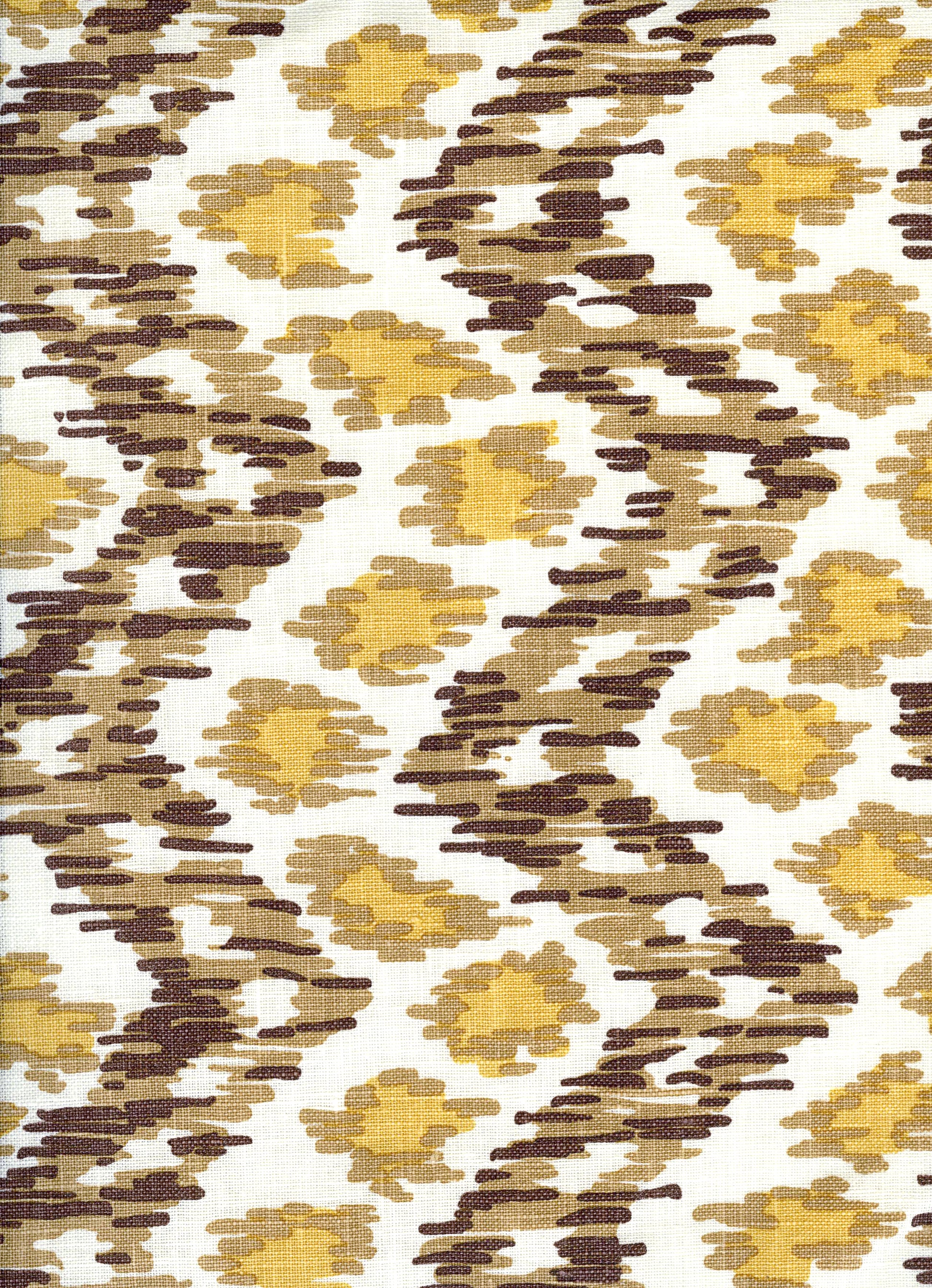 7335V-05T ZIZI VERTICAL Brown Camel Gold on Tint Quadrille Fabric