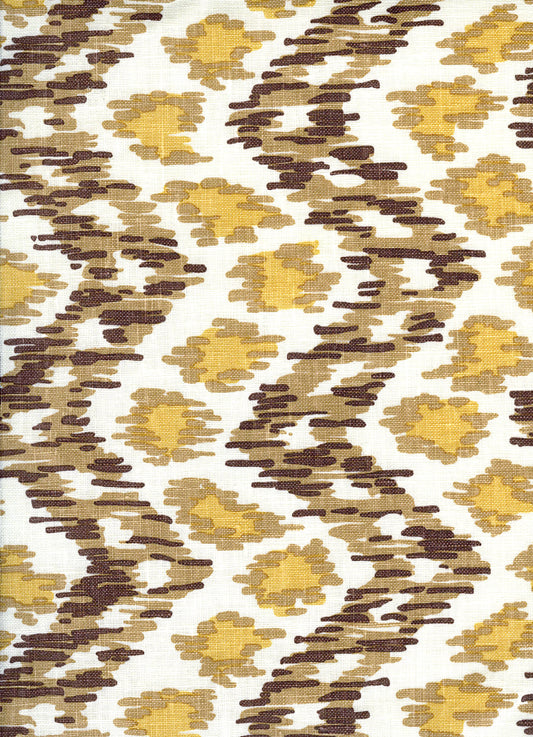 7335V-05T ZIZI VERTICAL Brown Camel Gold on Tint Quadrille Fabric
