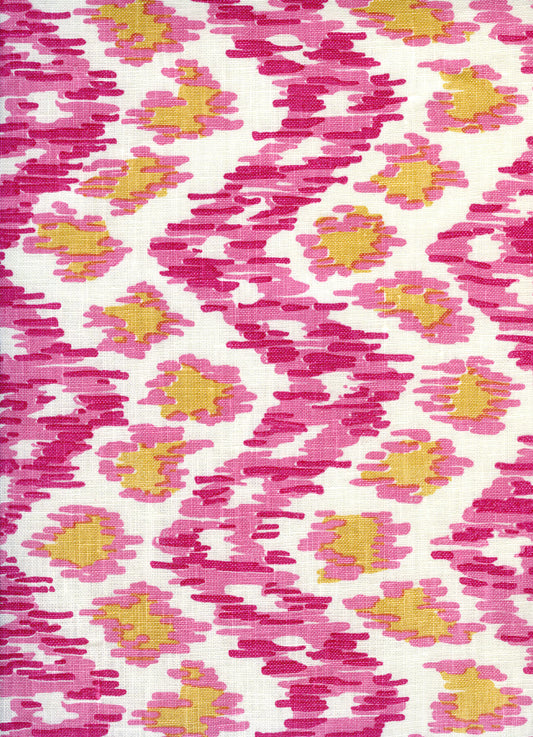 7335V-02T ZIZI VERTICAL Pink Light Pink Gold on Tint Quadrille Fabric