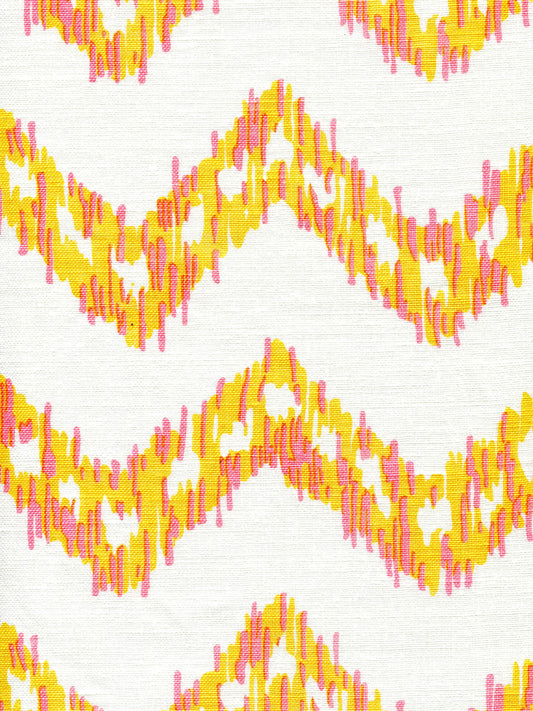 7330-03W ZIZI ZIG ZAG Pinks Yellow on White Quadrille Fabric