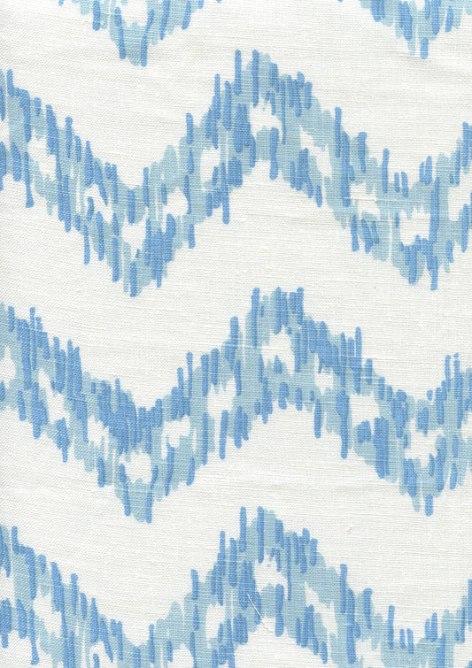 7330-00W ZIZI ZIG ZAG Sky Blues on White Quadrille Fabric