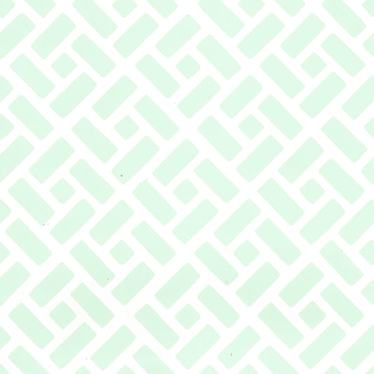 6990WP-03PV EDO Celadon On White Vinyl Quadrille Wallpaper