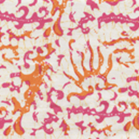 6640CU-04 HULAI BATIK Pink Orange on White Quadrille Fabric