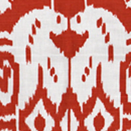 6460-29 ISLAND IKAT Dark Red on White Quadrille Fabric