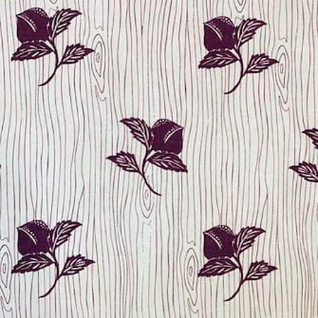 CHERRY BLOSSOM Aubergine On White Katie Ridder Fabric