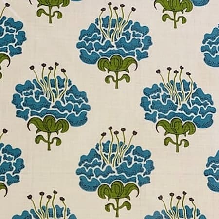 PEONY Blue Bell On White Katie Ridder Fabric