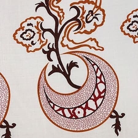 MOON FLOWER Tangerine On White Katie Ridder Fabric