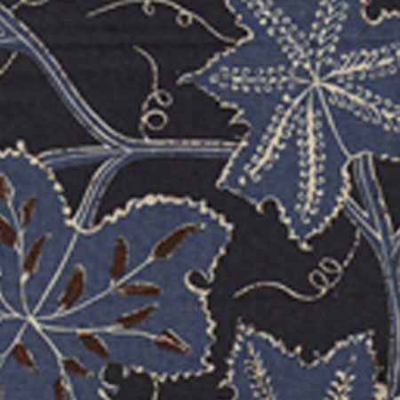 146-25 LES OISEAUX ENCHANTES Indigo Tobacco Maple Quadrille Fabric