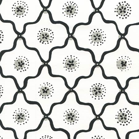 306320W-09WWP LONGFELLOW Black,Grey On White Quadrille Wallpaper