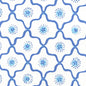 306320W-06WWP LONGFELLOW Royal New Blue On White Quadrille Wallpaper