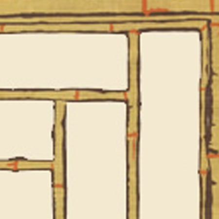 6020W-07 LYFORD TRELLIS Mustard Cream Brown Orange Quadrille Wallpaper