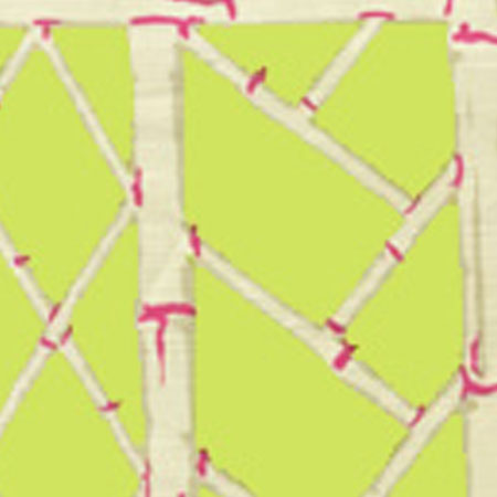 6020W-06 LYFORD TRELLIS Lime Magenta On Beige Quadrille Wallpaper