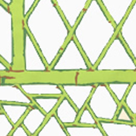 6020W-09 LYFORD TRELLIS Lime Forest Green Tobacco On Cream Quadrille Wallpaper