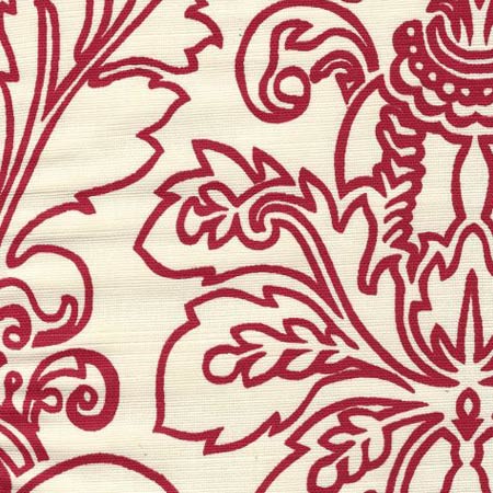 302755F MONTY OUTLINE Dark Red on Tint Quadrille Fabric