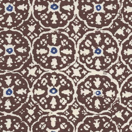 149-38 NITIK II Brown Navy on Tint Quadrille Fabric