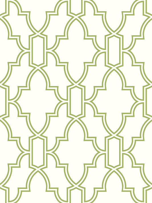 NW31604 NextWall NextWall Peel & Stick Wallpaper Green and White Tile Trellis Green & White