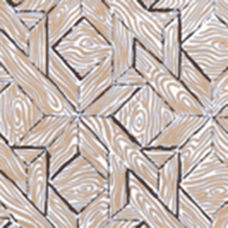 6280-02WP PARQUETRY Brown Taupe On White Quadrille Wallpaper