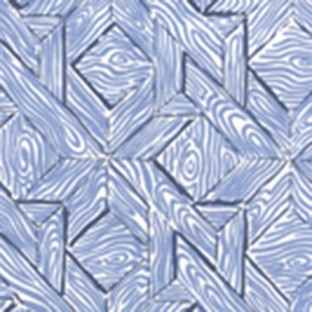 6280-04WP PARQUETRY Navy French Blue On White Quadrille Wallpaper