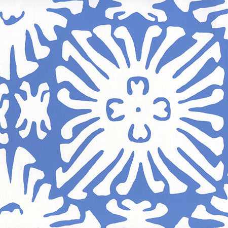 2485WP-13 SIGOURNEY REVERSE SMALL SCALE Royal Blue On White Quadrille Wallpaper