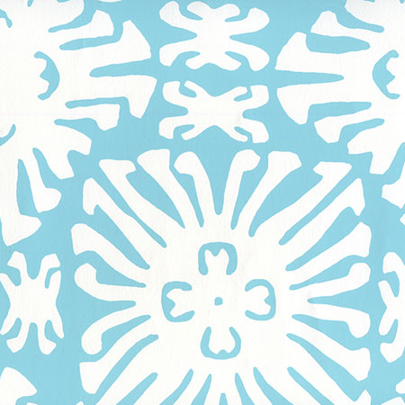 2485WP-01 SIGOURNEY REVERSE SMALL SCALE Turquoise On White Quadrille Wallpaper