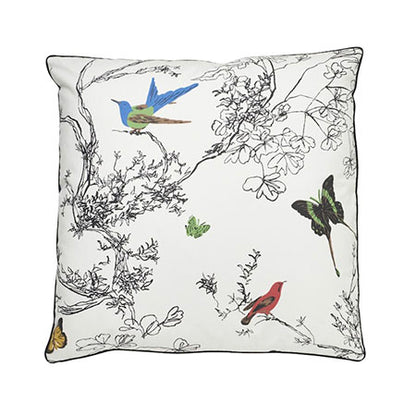 BIRDS & BUTTERFLIES Multi On White Schumacher Pillow