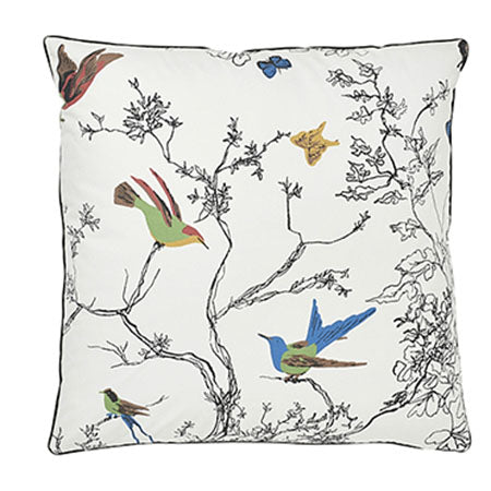 BIRDS & BUTTERFLIES Multi On White Schumacher Pillow