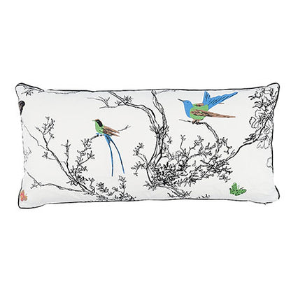 BIRDS & BUTTERFLIES Multi On White Schumacher Pillow