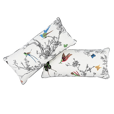 BIRDS & BUTTERFLIES Multi On White Schumacher Pillow