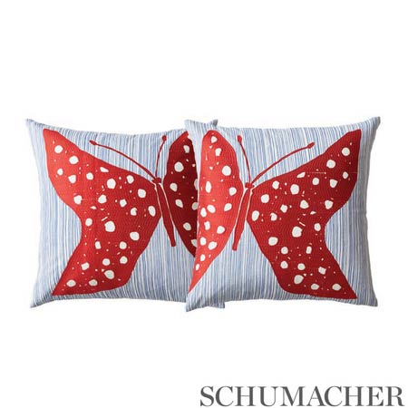 SO55 MARIPOSA Schumacher Pillow-18" x 18"-Red and Blue