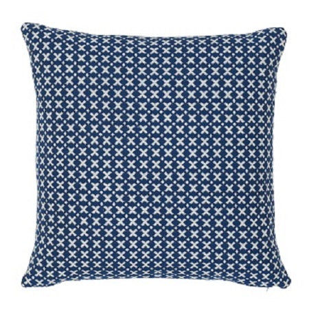 ELIAS Blue and Ivory Reversible Woven Schumacher Pillow