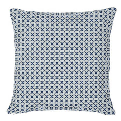 ELIAS Blue and Ivory Reversible Woven Schumacher Pillow