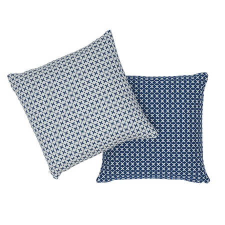 ELIAS Blue and Ivory Reversible Woven Schumacher Pillow