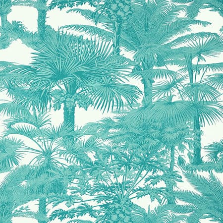 T10101 PALM BOTANICAL Turquoise Thibaut Wallpaper