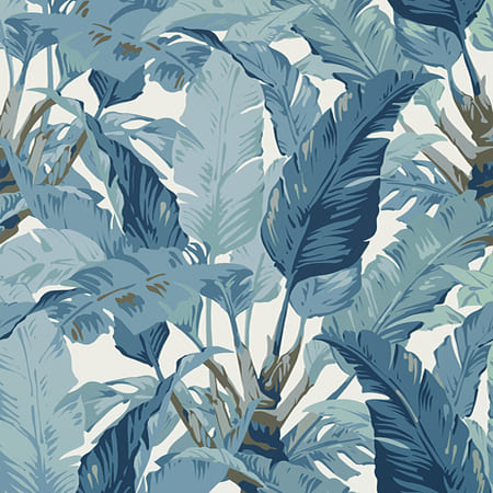 T10128 TRAVELERS PALM Spa Blue Thibaut Wallpaper