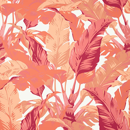 T10130 TRAVELERS PALM Pink And Coral Thibaut Wallpaper