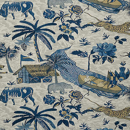 T10230 TIGER RESERVE Navy Thibaut Wallpaper