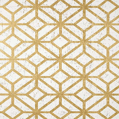 T10411 MAMORA TRELLIS CORK White On Metallic Gold Thibaut Wallpaper