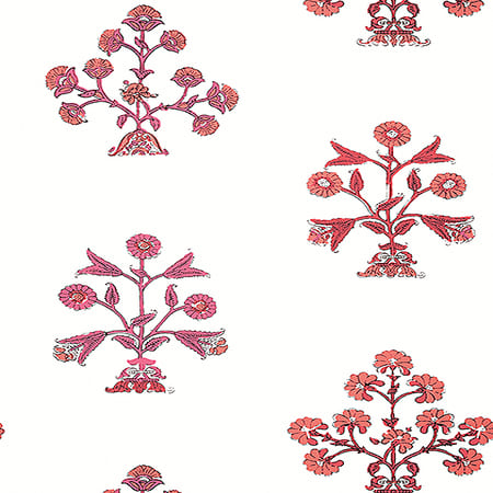T10667 INDIAN FLOWER Pink Thibaut Wallpaper