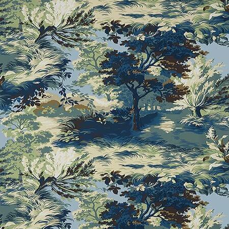 T10867 LINCOLN TOILE Navy And Teal Thibaut Wallpaper