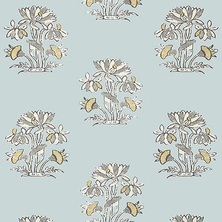 T13201 LILY FLOWER Spa Blue Thibaut Wallpaper
