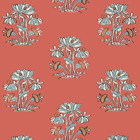 T13205 LILY FLOWER Coral Thibaut Wallpaper