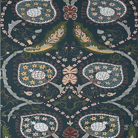 T13216 LEWIS Charcoal And Bluestone Thibaut Wallpaper