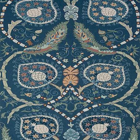 T13217 LEWIS Navy And Teal Thibaut Wallpaper