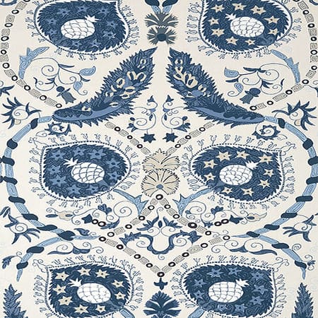 T13218 LEWIS Blue And Beige Thibaut Wallpaper