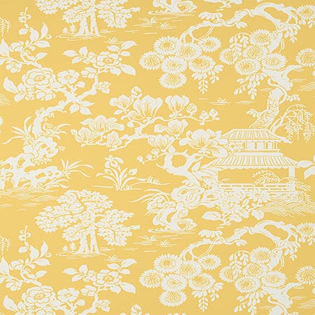 T13302 JAPANESE GARDEN Yellow Thibaut Wallpaper