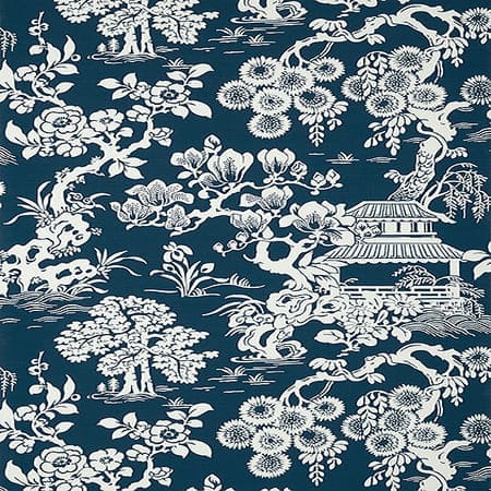 T13307 JAPANESE GARDEN Navy Thibaut Wallpaper