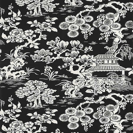 T13308 JAPANESE GARDEN Black Thibaut Wallpaper