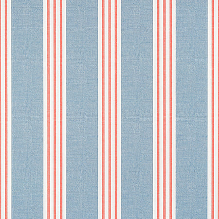 T13362 CANVAS STRIPE Blue And Coral Thibaut Wallpaper