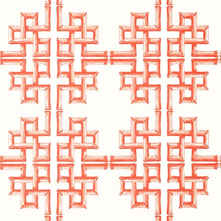 T13904 BOCA BAMBOO Coral Thibaut Wallpaper